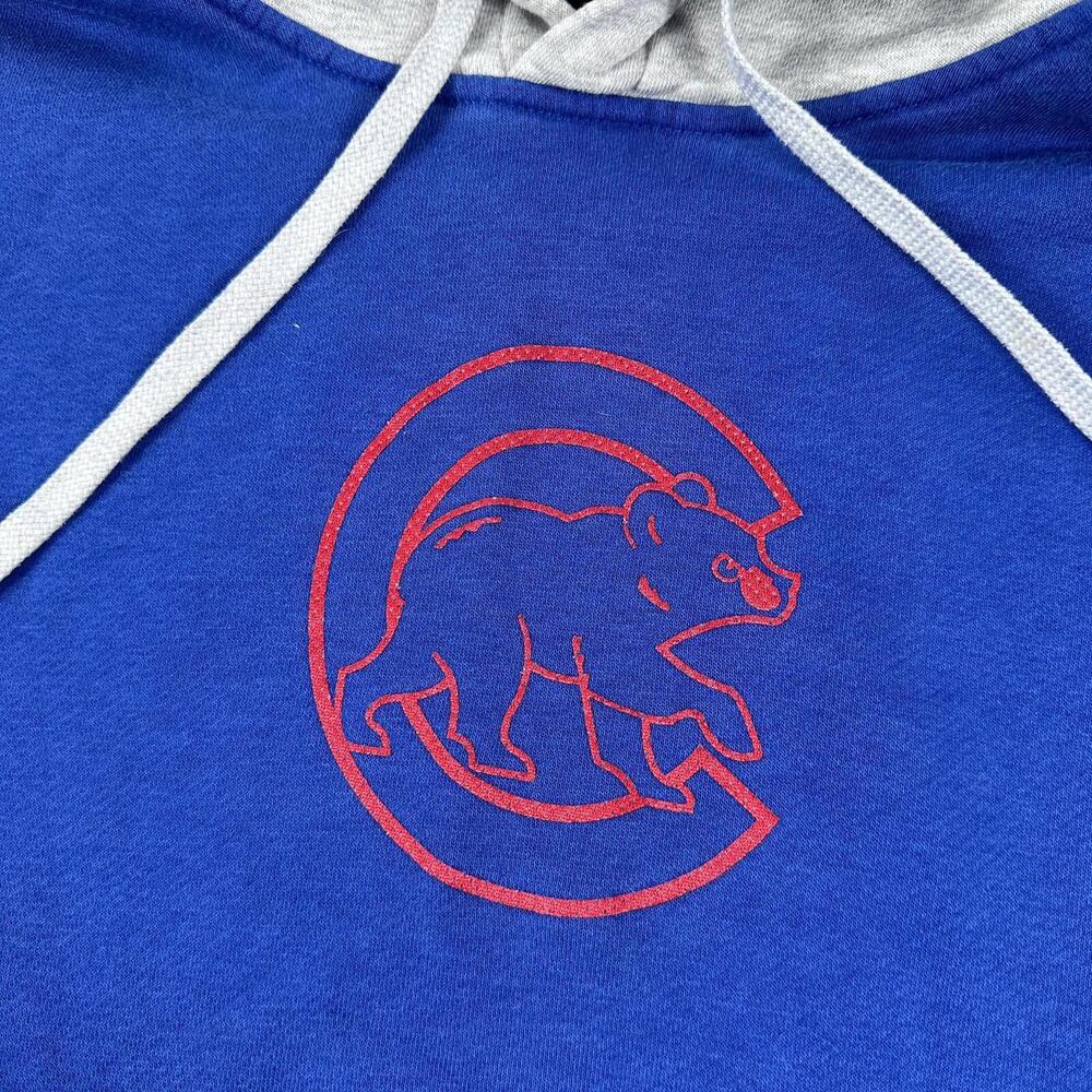 Chicago Cubs Hoodie Mens Small Blue Gray Sweatshirt Nike Midweight Spellout - Picture 3 of 8
